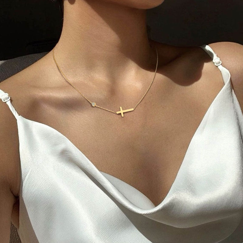 Sideway Cross Necklace