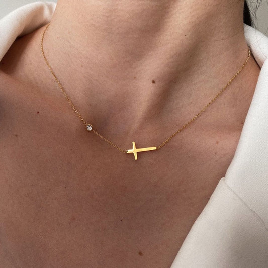 Sideway Cross Necklace